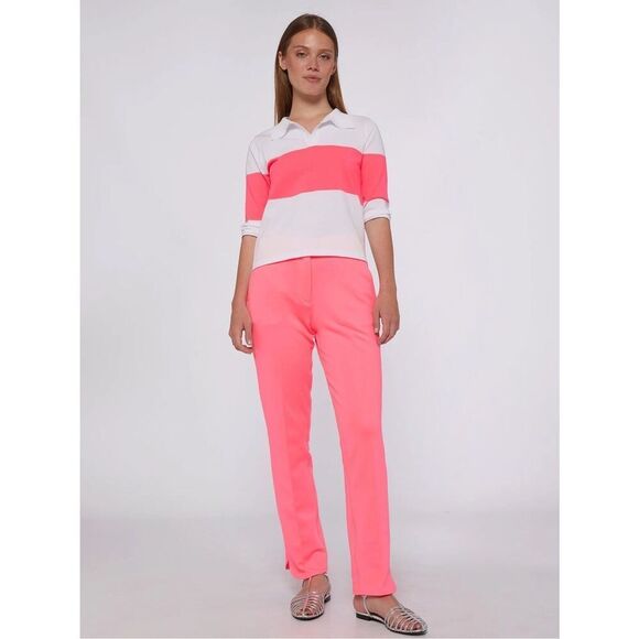 NWT Vilagallo Ornella Neon Florescent Pink Pants size 44 US 12 - Picture 1 of 9